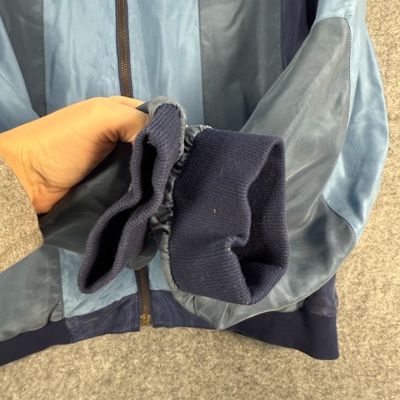 Vintage‎ Olympic Exposure Womens Jacket Large Blue Colorblock 100% Silk Full Zip - Picture 6 of 11